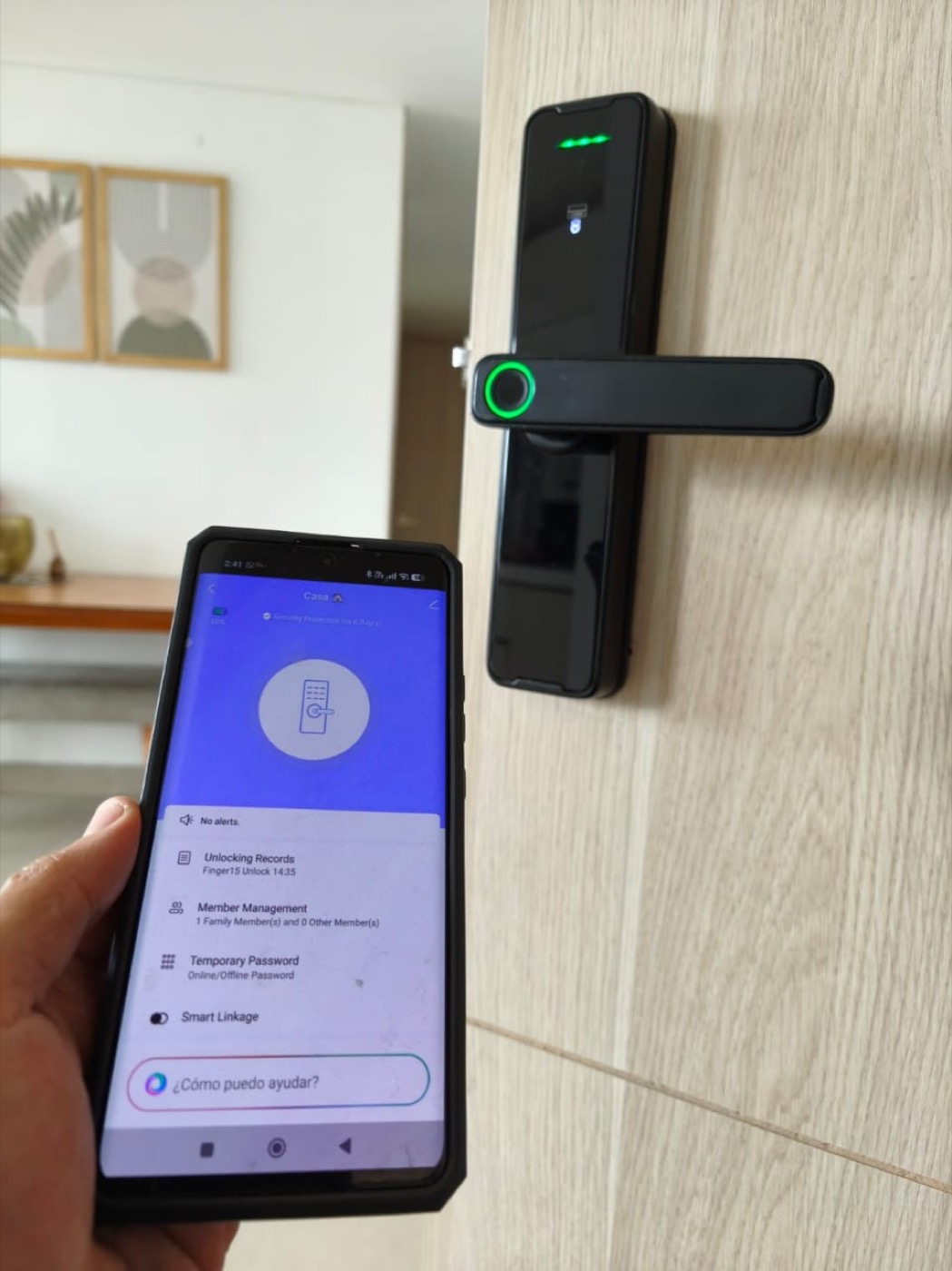 Control de la cerradura ONA desde la app en el celular
